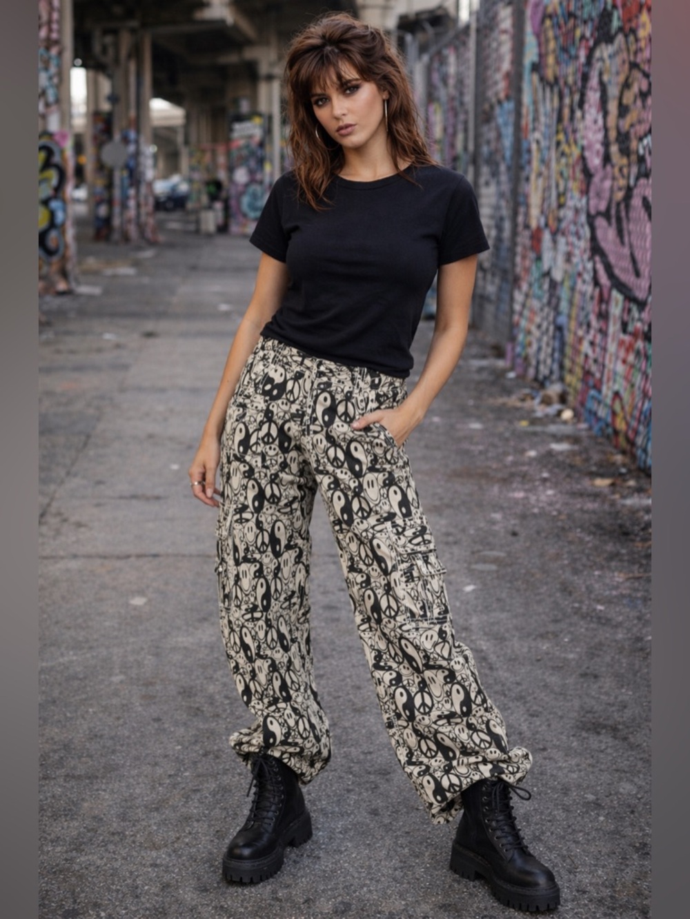 PacSun Baggy Yin Yang  Carpenter Jeans in Off-White Sz 29